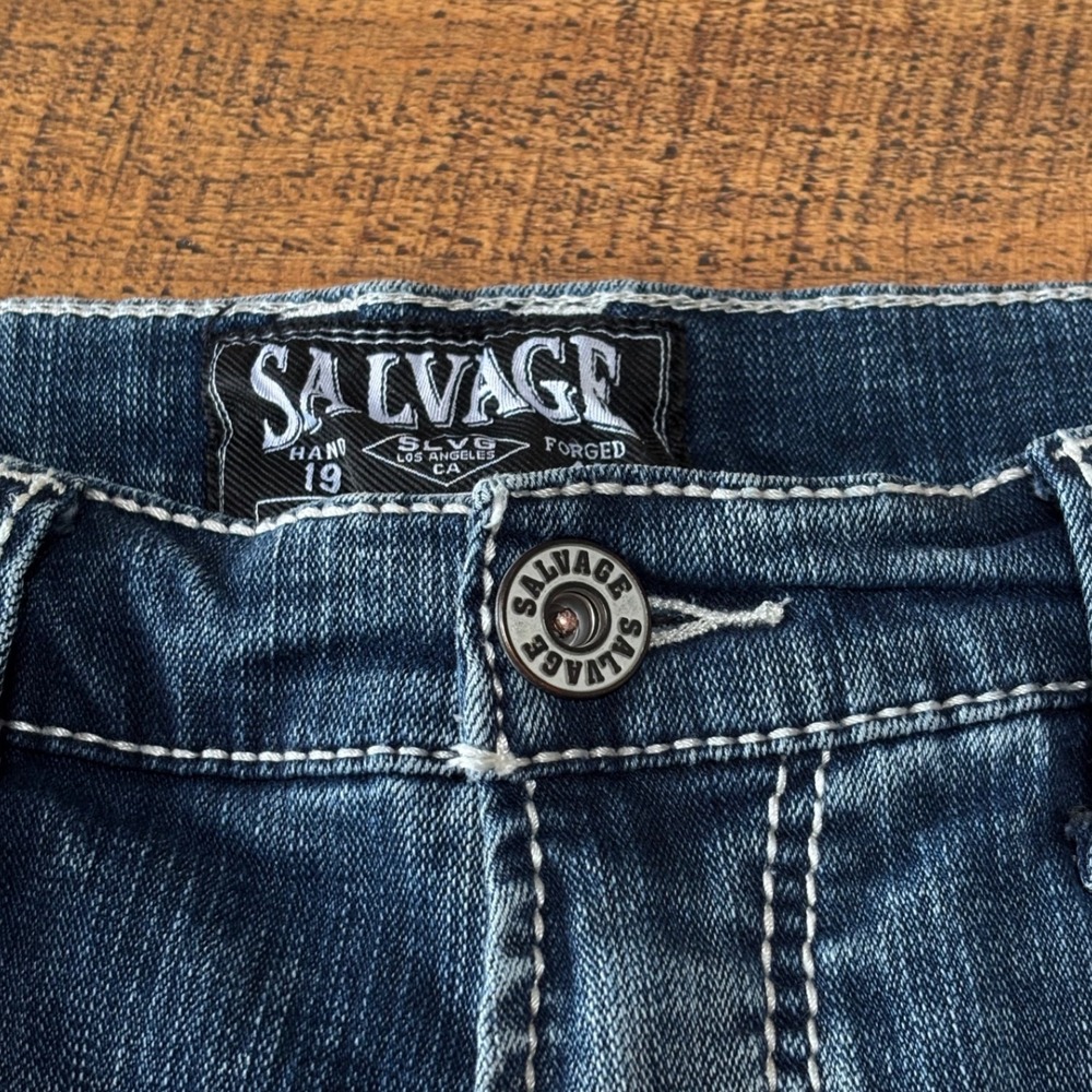 Salvage Mens Mayhem Straight Regular Fit Blue Denim Jeans Size 36 Short - Picture 3 of 11
